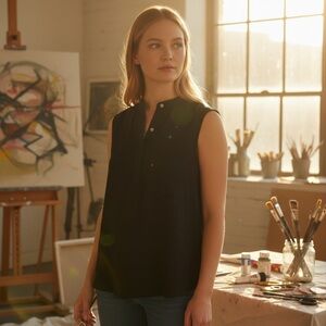 Vince Silk Black Sleeveless Blouse Size Small.  $34